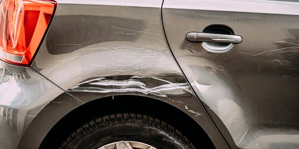 Scratches on a dark grey car