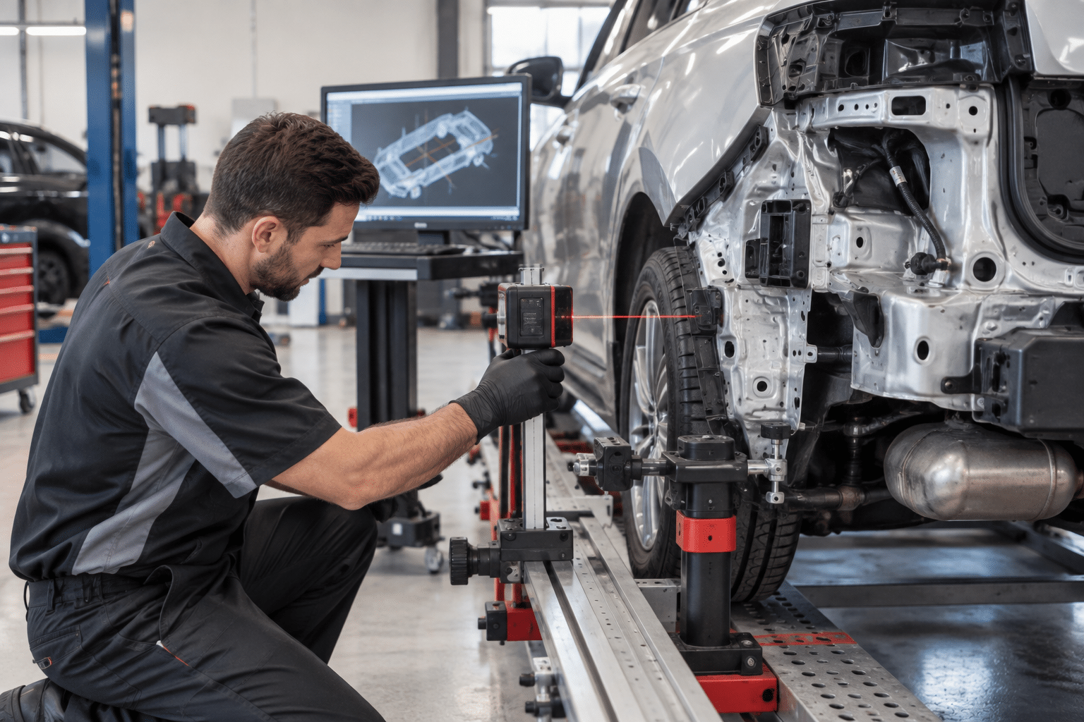 Computerized frame inspection after a minor car accident