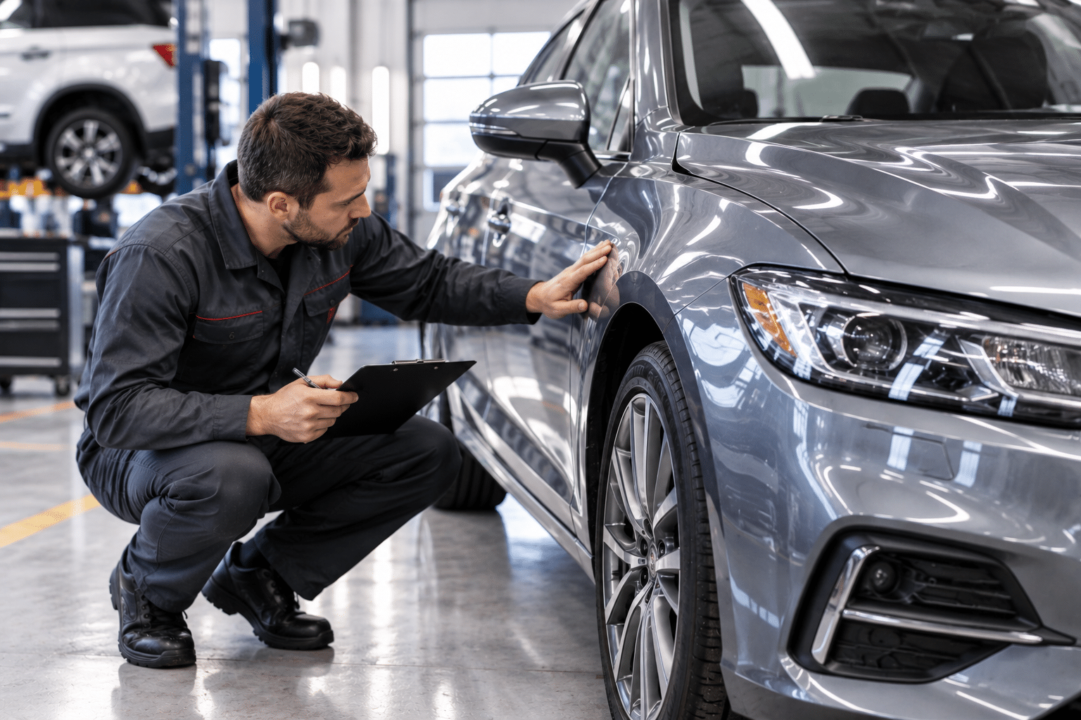 Repaired vehicle receiving final collision repair quality inspection